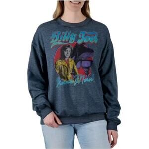 Billy Joel "Piano Man" Dropped Shoulder Fleece Graphic Sweatshirt Blue Large NWT